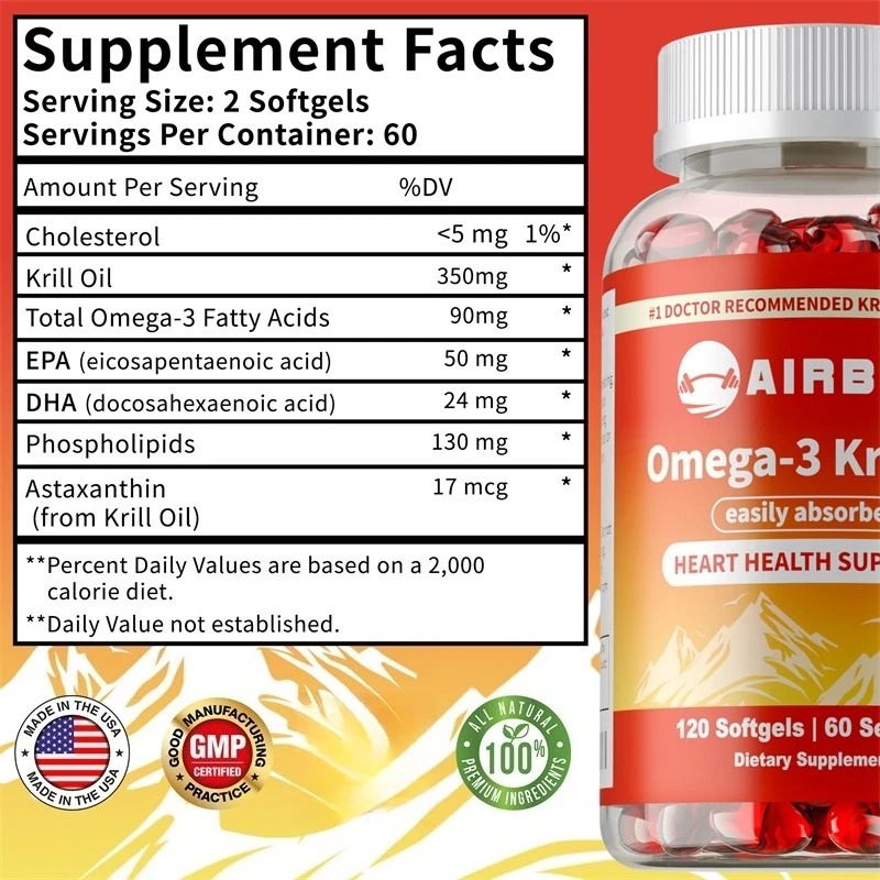 오메가-3 크릴 오일 (EPA, DHA, 아스타잔틴 함 - Krill Oil Supplement 리뷰 및 가격